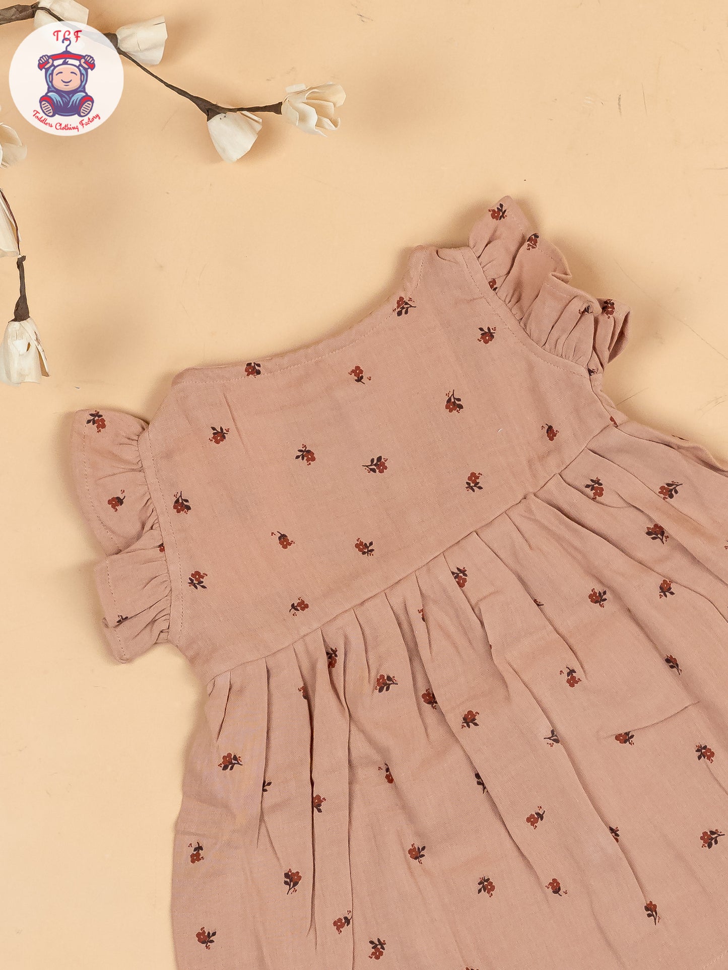 Brown Floral - Girls Muslin Frocks