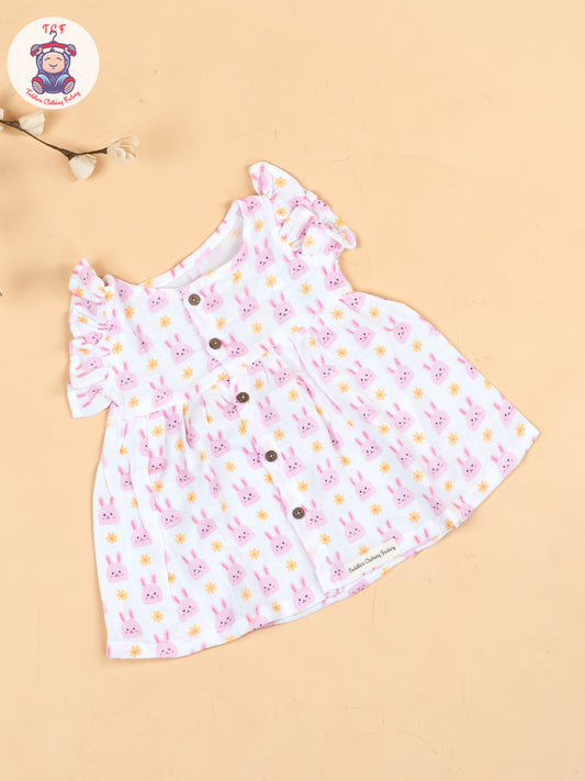 White Pink- Girls Muslin Frocks