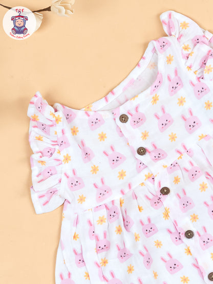 White Pink- Girls Muslin Frocks