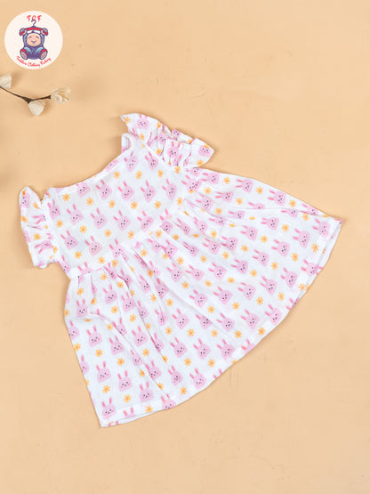 White Pink- Girls Muslin Frocks
