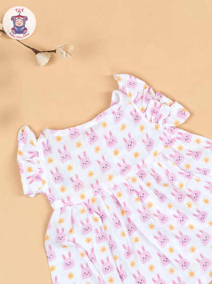 White Pink- Girls Muslin Frocks