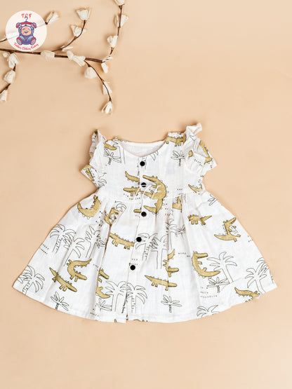 Off White - Girls Muslin Frocks
