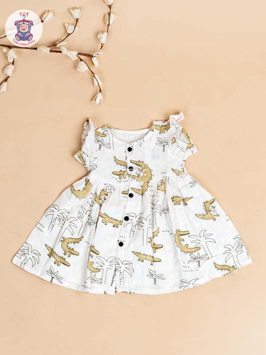 Off White - Girls Muslin Frocks