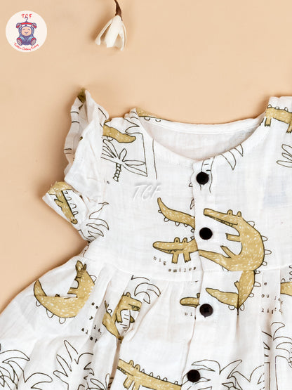 Off White - Girls Muslin Frocks
