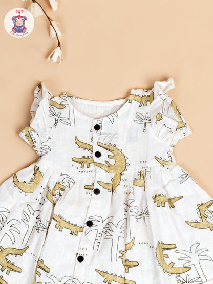 Off White - Girls Muslin Frocks