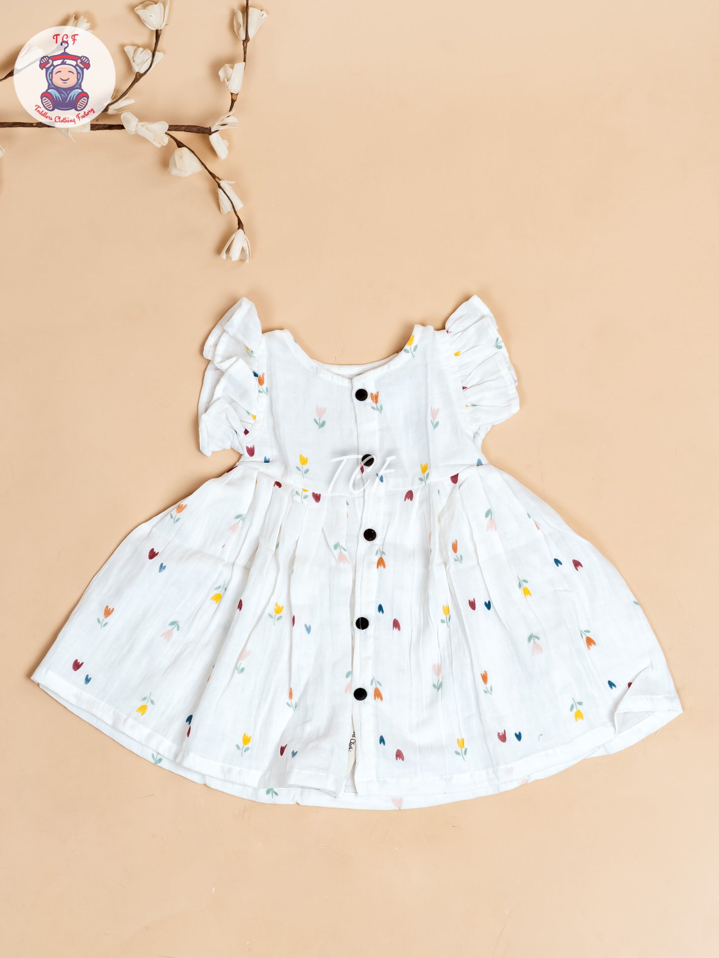 White Floral - Girls Muslin Frocks