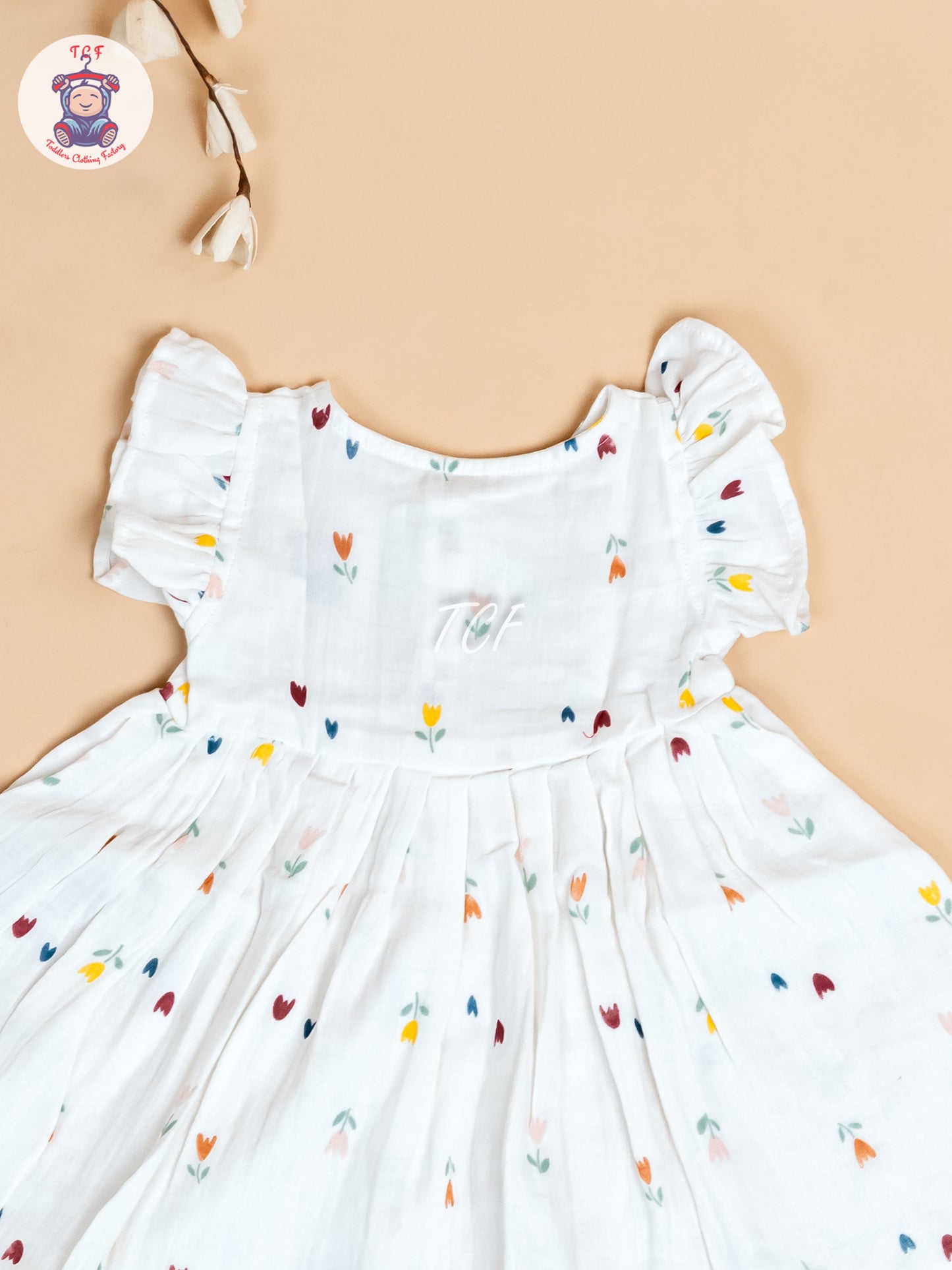 White Floral - Girls Muslin Frocks