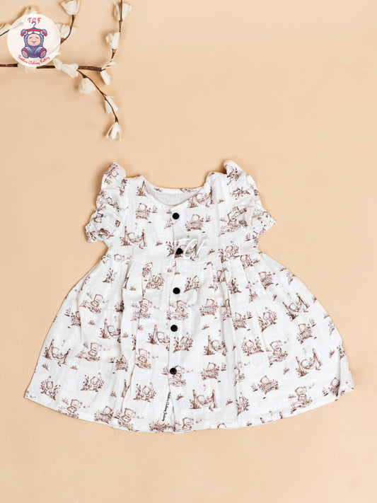 Cream - Girls Muslin Frocks