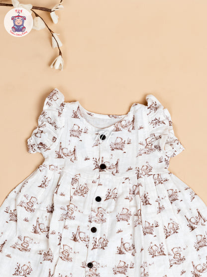 Cream - Girls Muslin Frocks