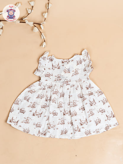 Cream - Girls Muslin Frocks