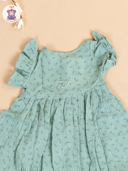 Light Green - Girls Muslin Frocks