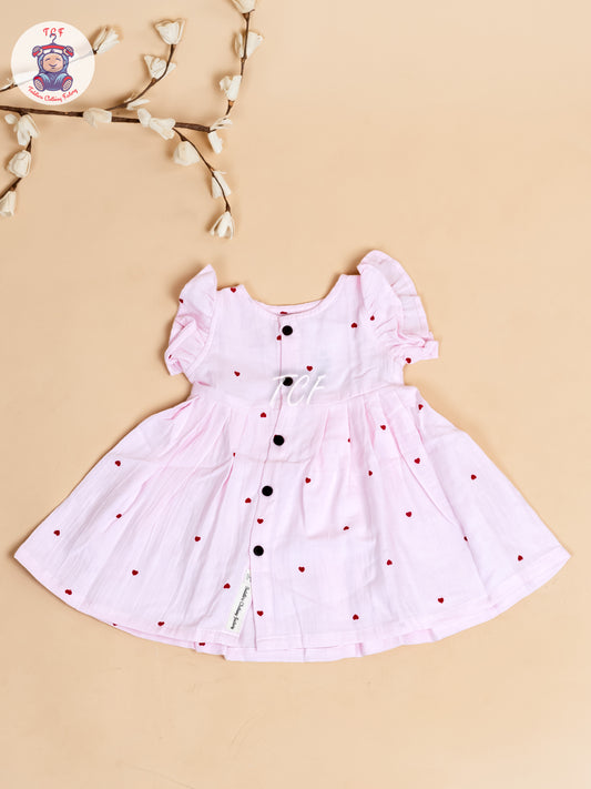 Pink - Girls Muslin Frocks
