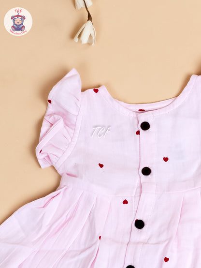 Pink - Girls Muslin Frocks