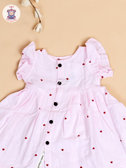 Pink - Girls Muslin Frocks