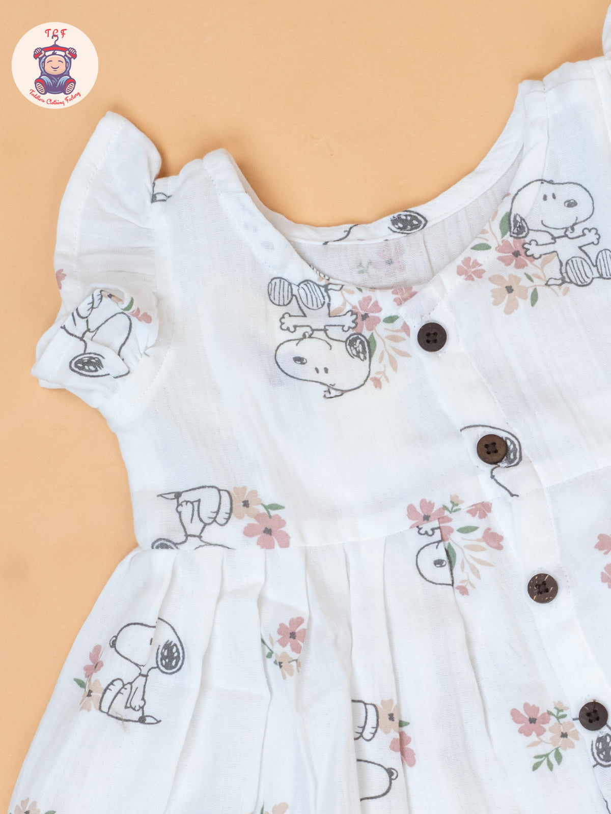 White - Girls Floral Printed Muslin Frocks