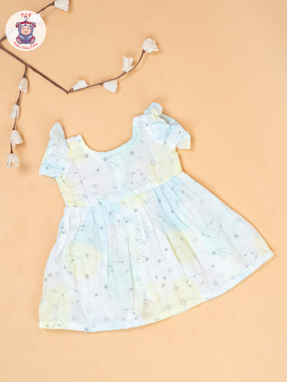 White & Blue - Printed Muslin Frocks