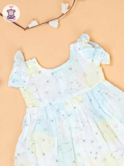 White & Blue - Printed Muslin Frocks