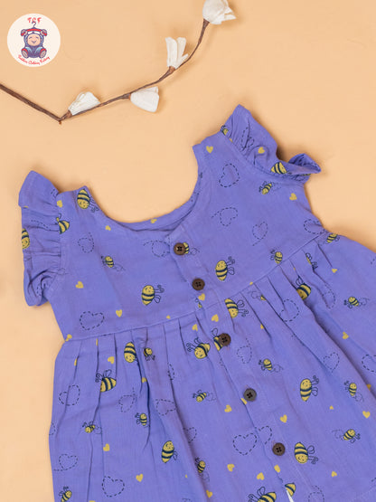 Violet - Bee Printed Muslin Frocks