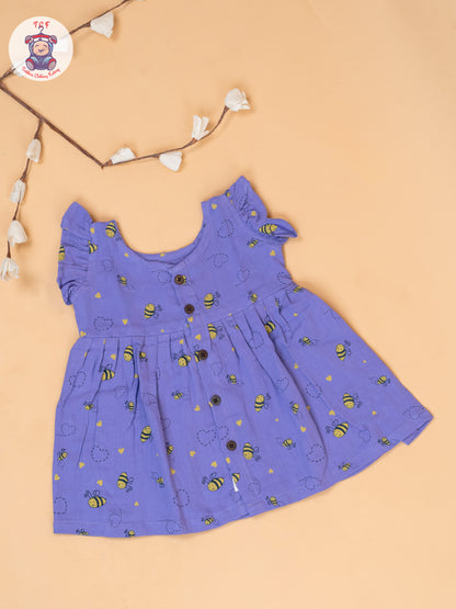 Violet - Bee Printed Muslin Frocks