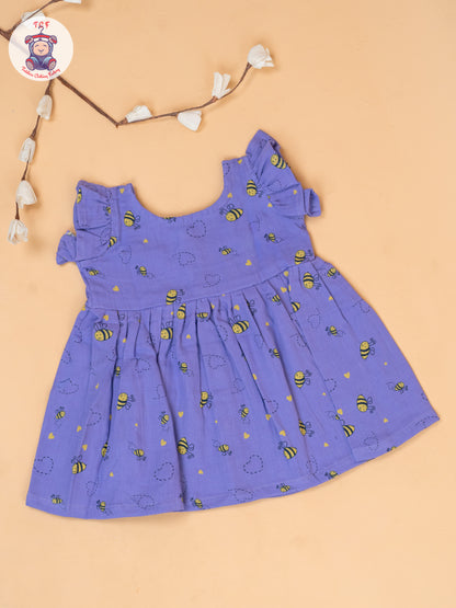 Violet - Bee Printed Muslin Frocks