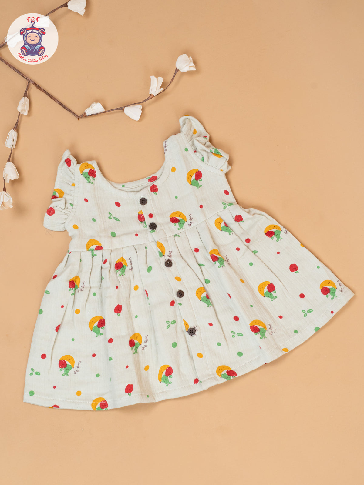 White - Floral Printed Muslin Frocls