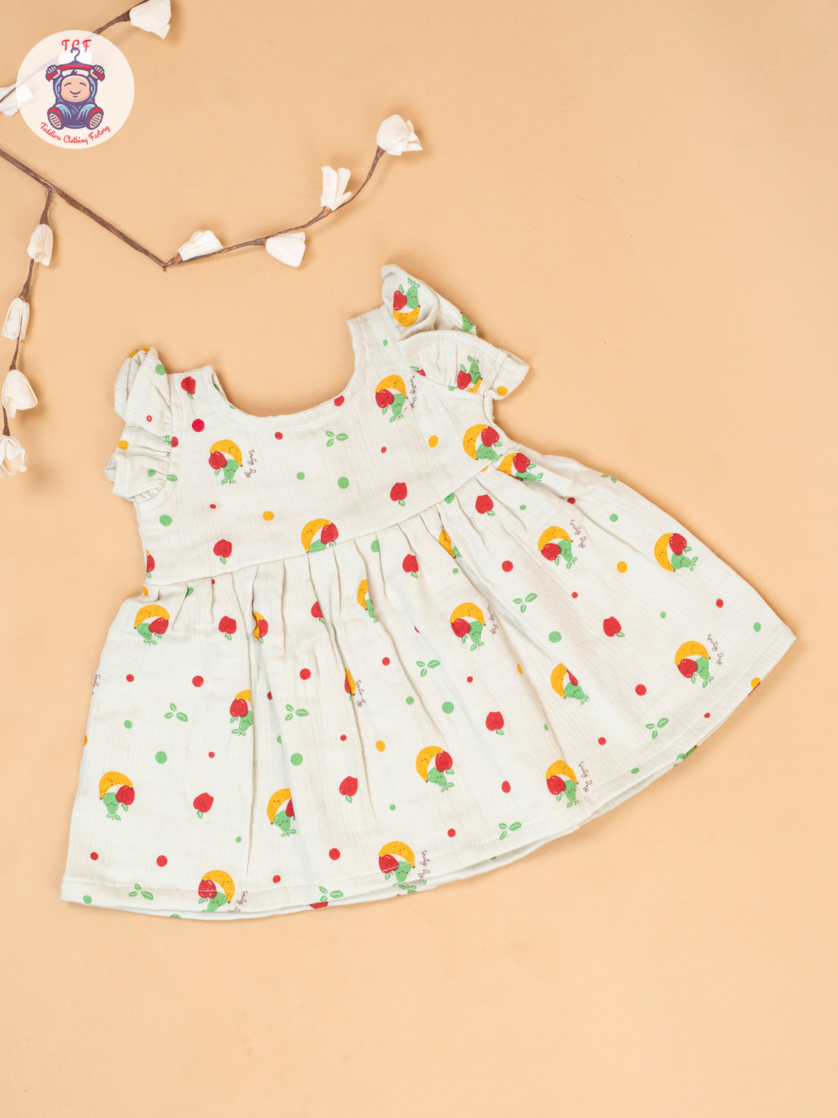 White - Floral Printed Muslin Frocls