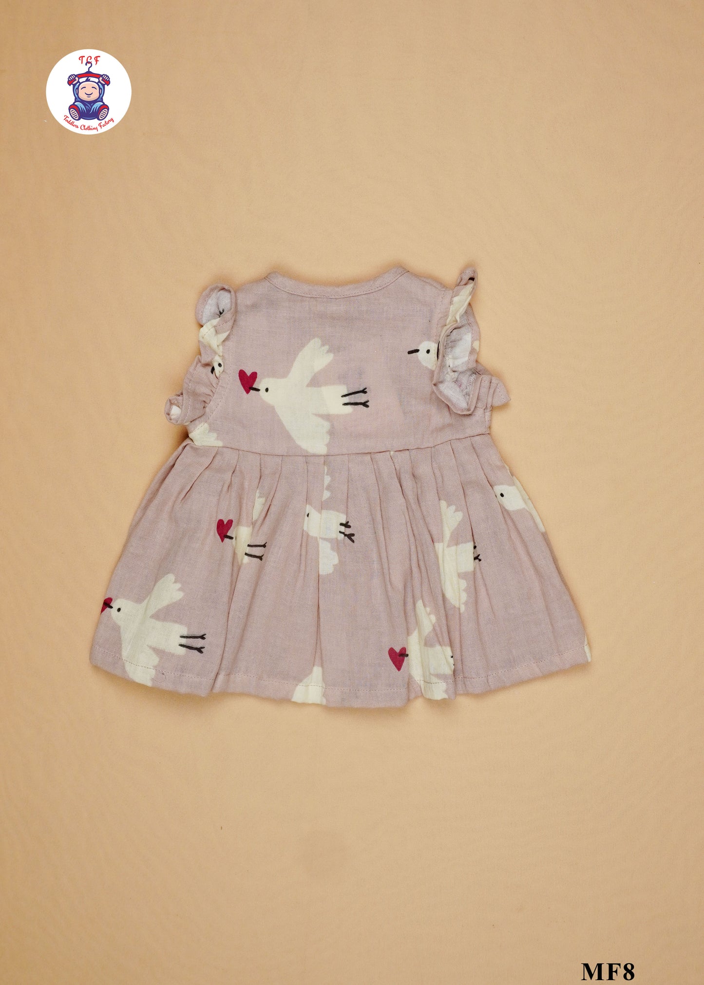 Light Brown -  Girls Readymade Muslin Frocks