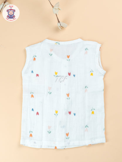 White Floral - Unisex Muslin Jabla