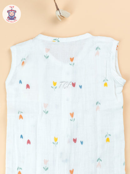 White Floral - Unisex Muslin Jabla