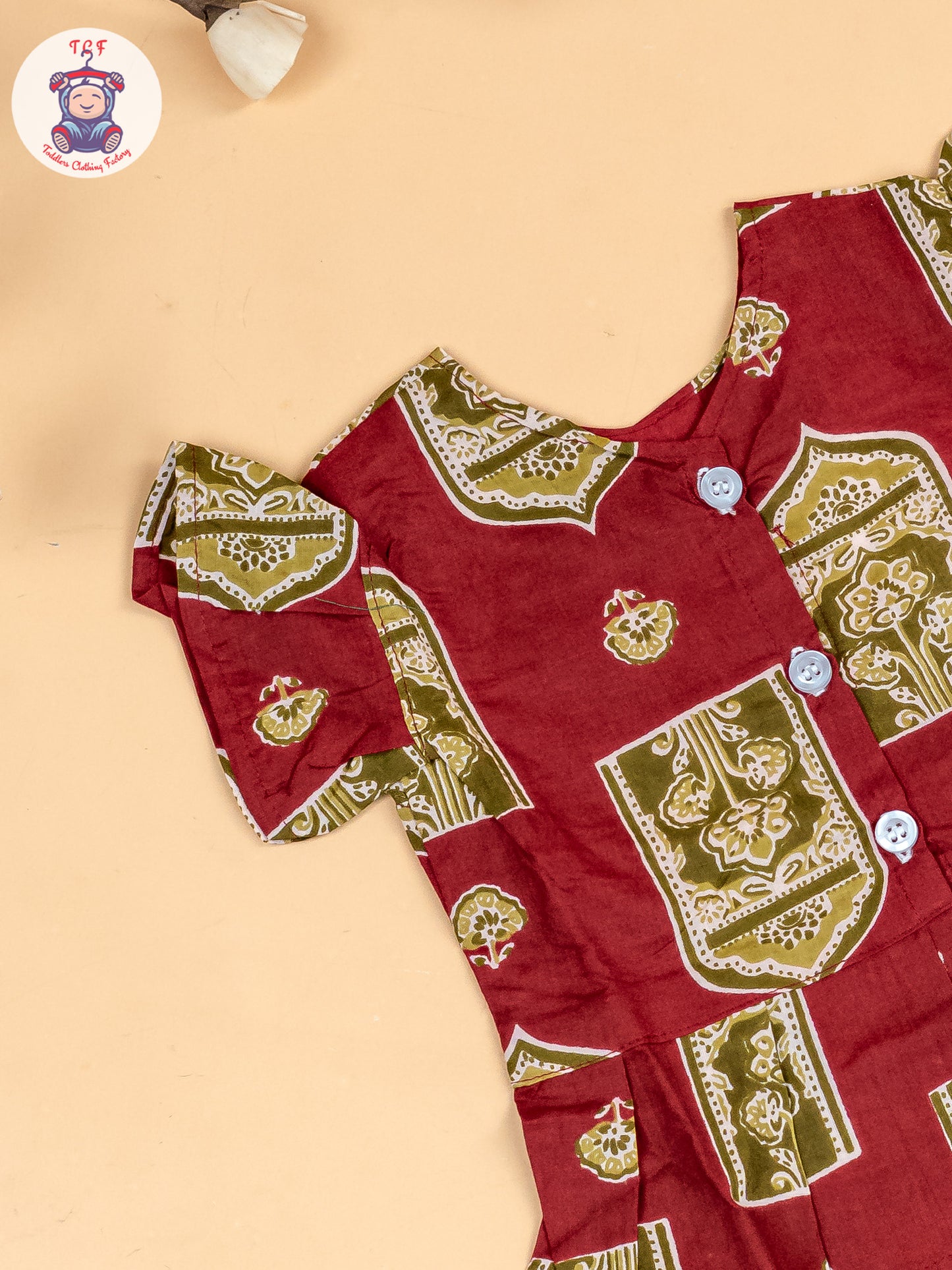 Maroon & Grey  - Girls Ajrakh Printed Co-ords Sets