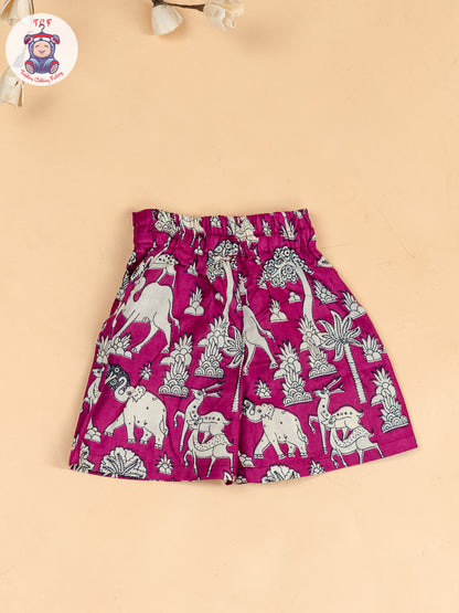 Light Pink & White  - Girls Kalamkari Printed Co-ords Sets