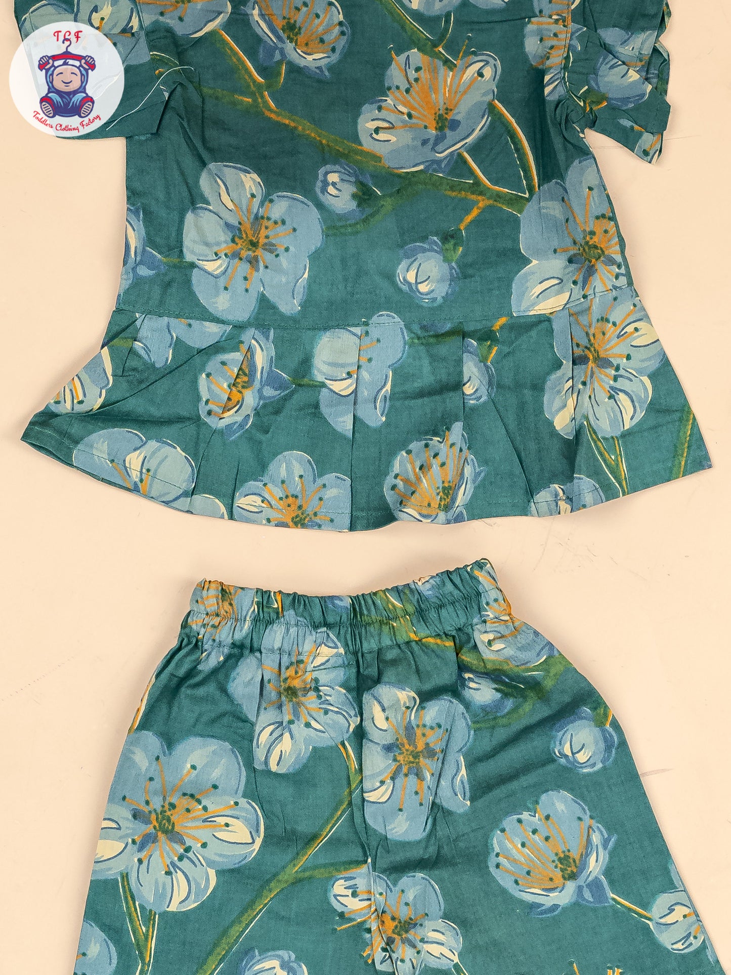Light Blue - Girls Floral Printed Co-ords Sets