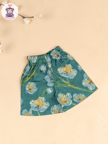 Light Blue - Girls Floral Printed Co-ords Sets