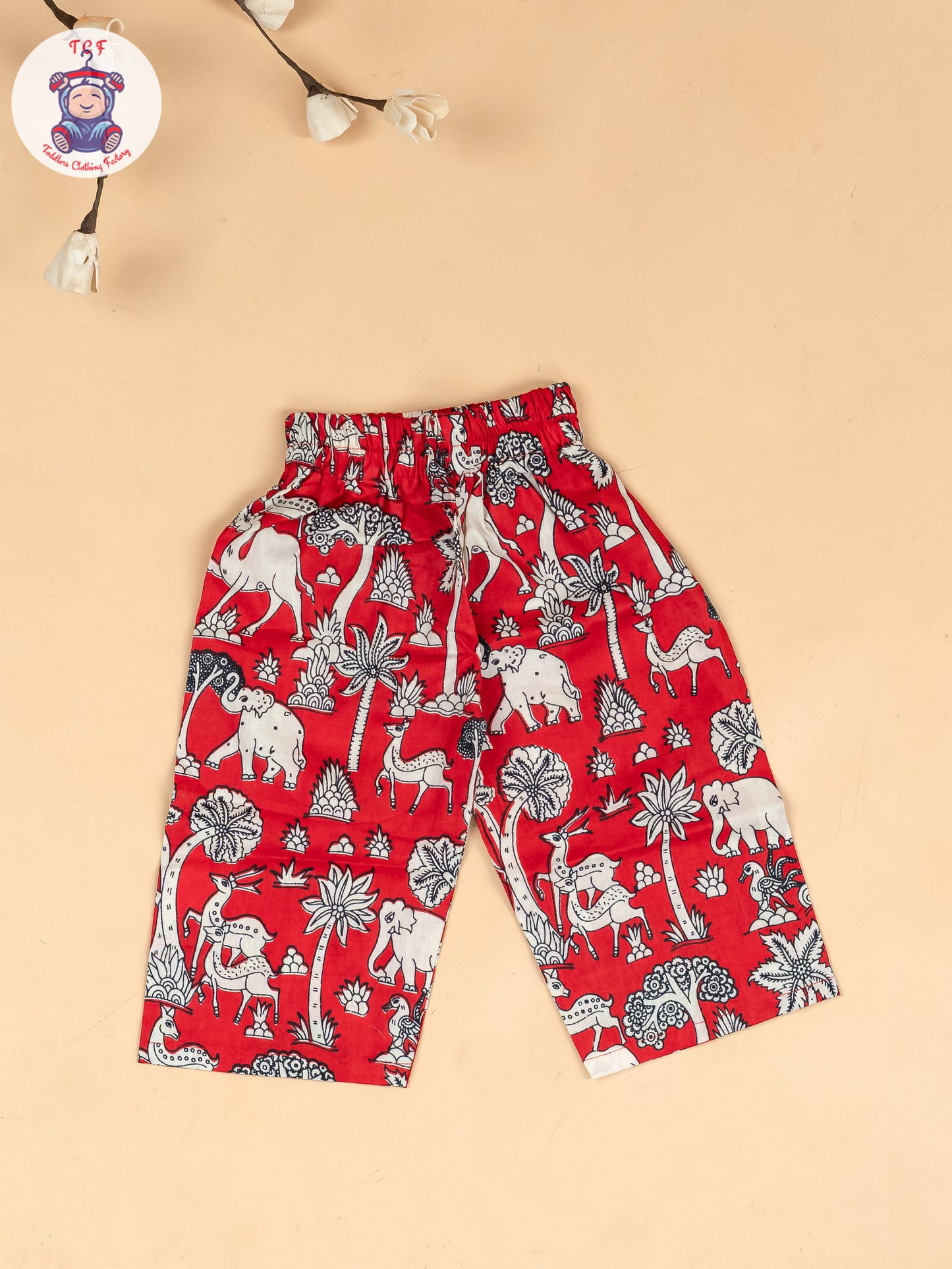 Red & White  - Girls Kalamkari Printed Co-ords Sets