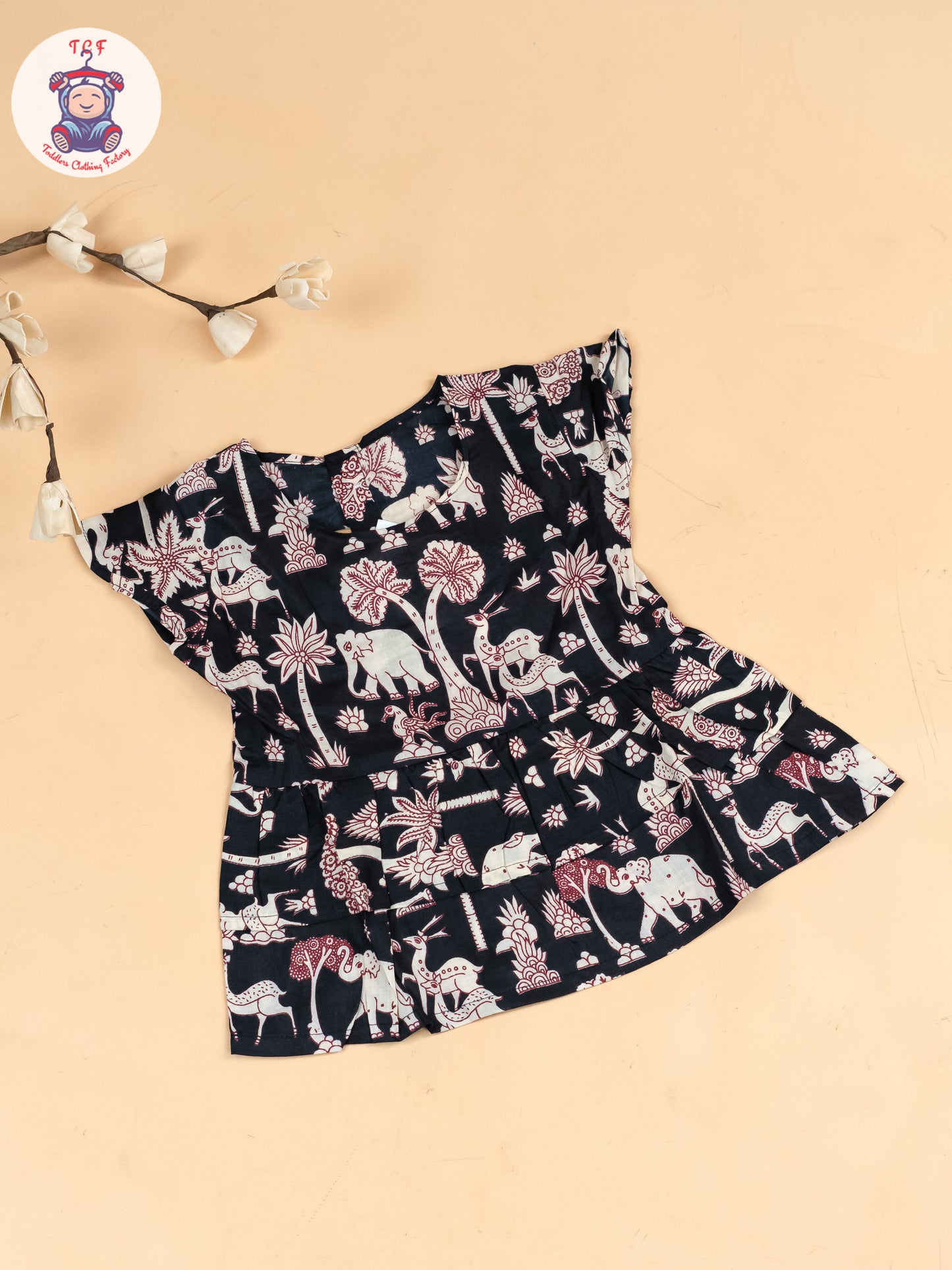 Black - Girls Kalamkari Printed Co-ords Sets