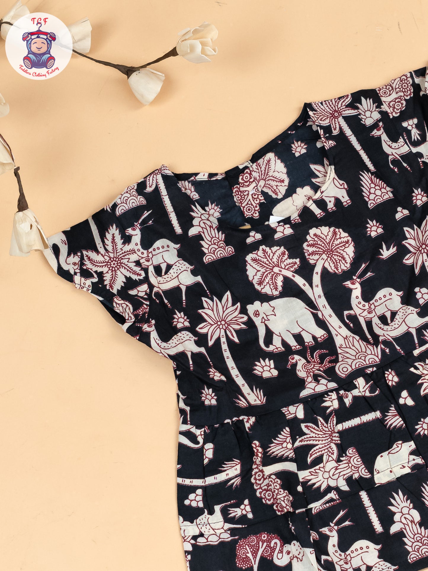 Black - Girls Kalamkari Printed Co-ords Sets
