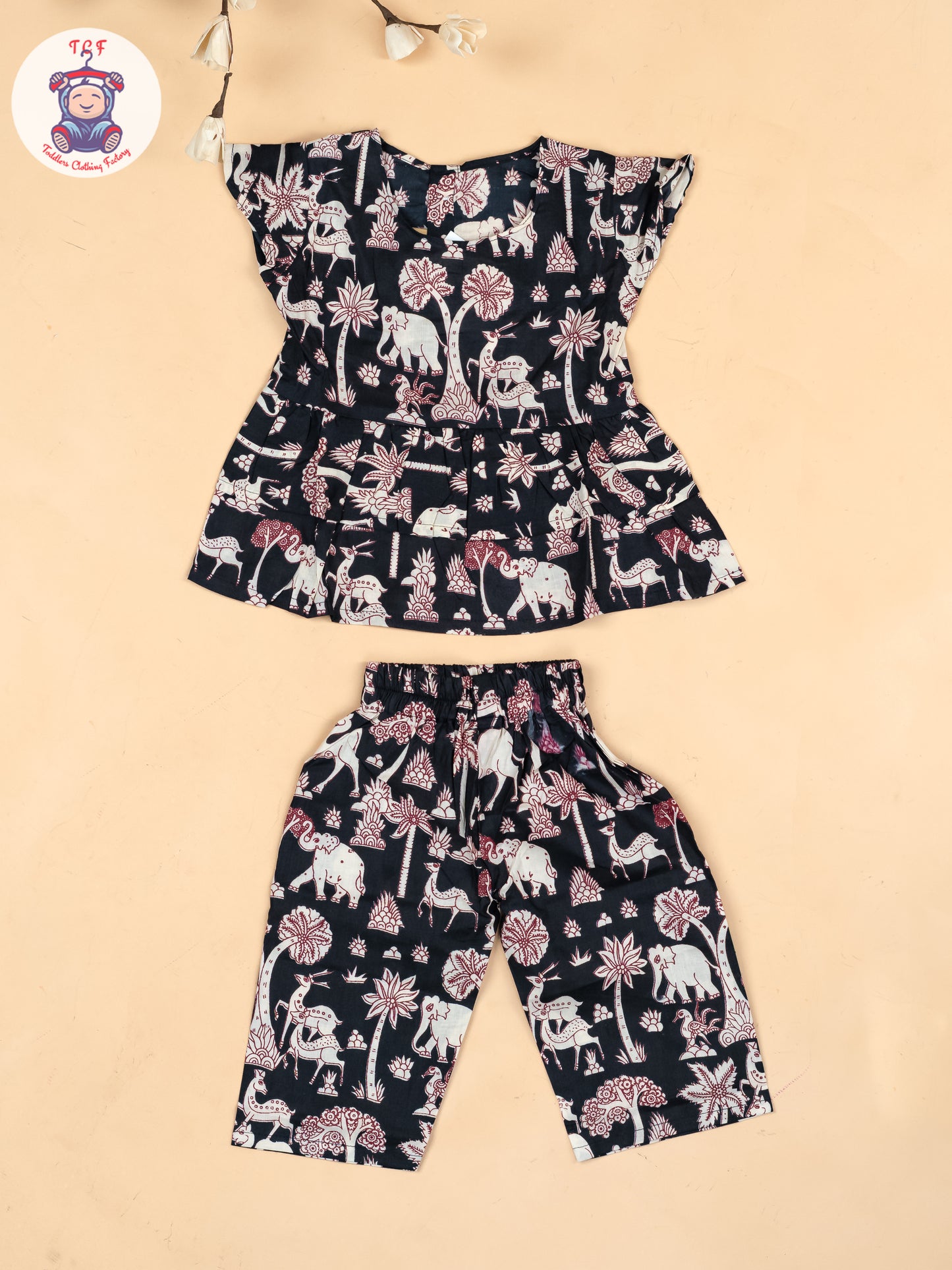 Black - Girls Kalamkari Printed Co-ords Sets