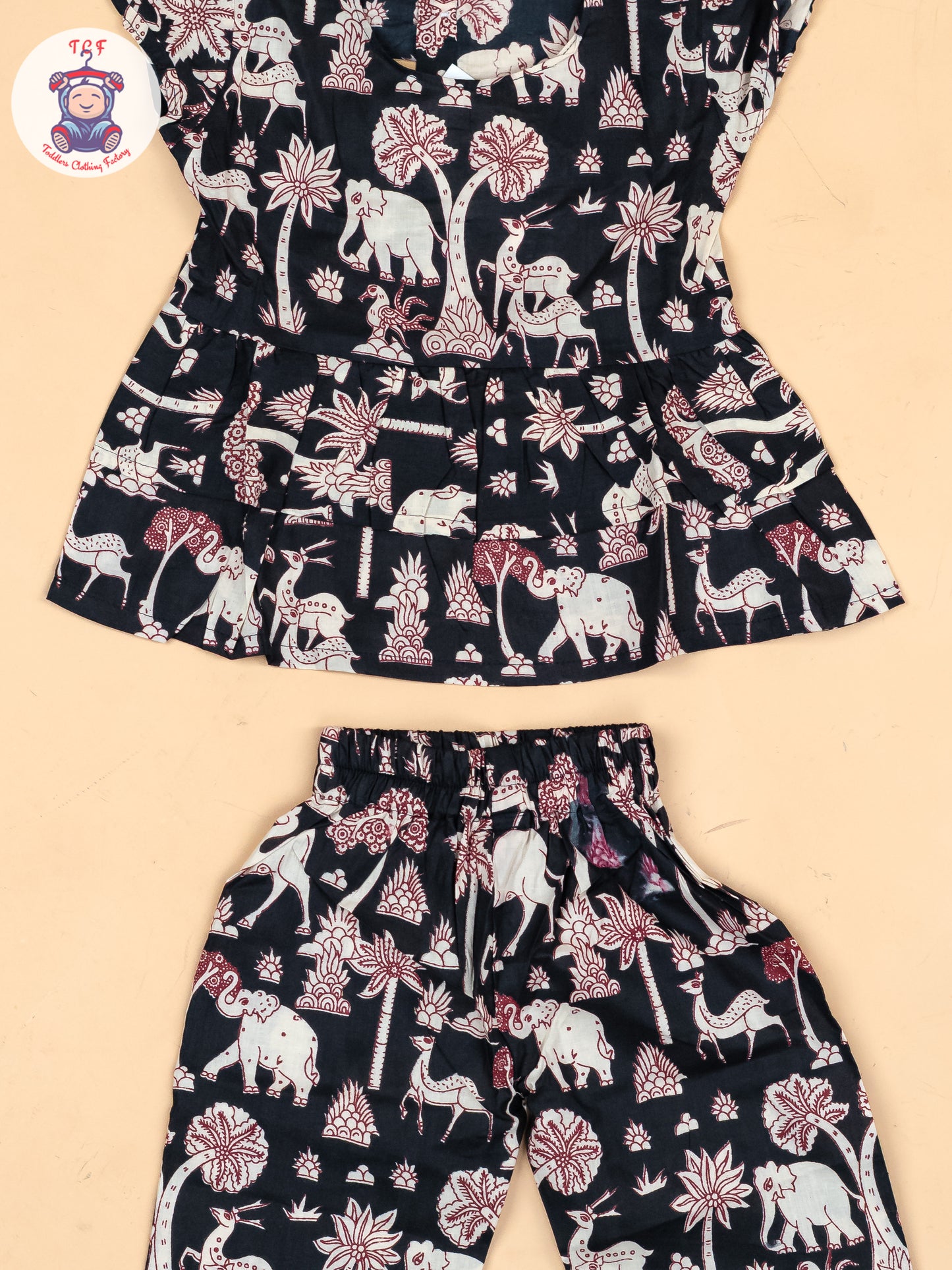 Black - Girls Kalamkari Printed Co-ords Sets