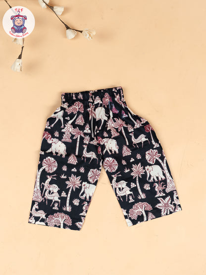 Black - Girls Kalamkari Printed Co-ords Sets