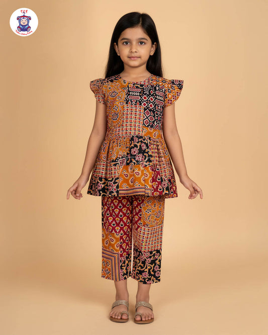 Maroon & Black - Girls Readymade Co-ords Sets