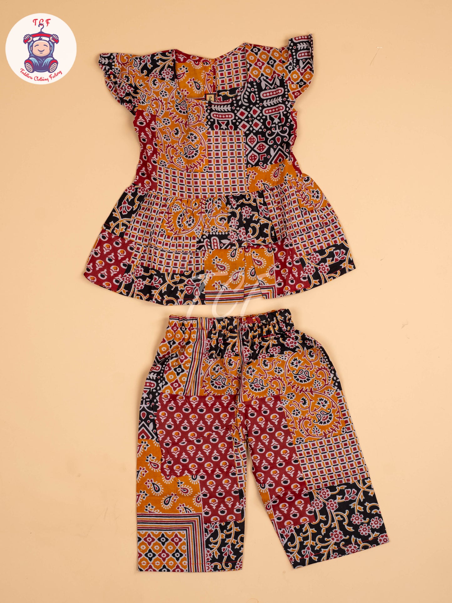 Maroon & Black - Girls Readymade Co-ords Sets