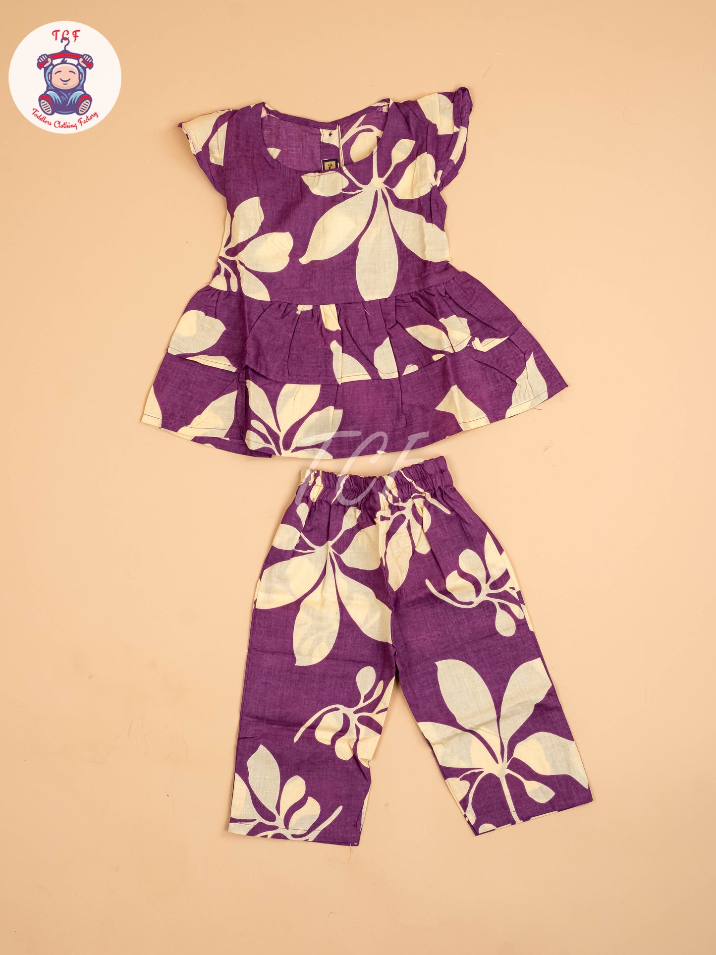 Violet & Beige - Girls Readymade Co-ords Sets