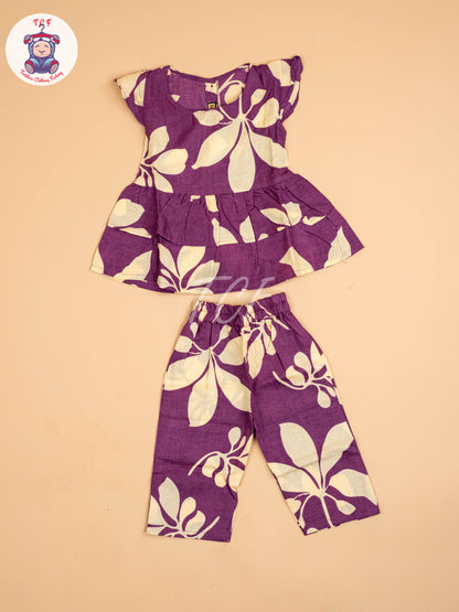 Violet & Beige - Girls Readymade Co-ords Sets