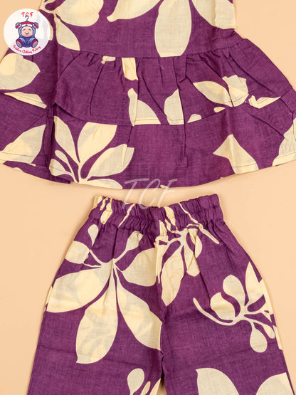 Violet & Beige - Girls Readymade Co-ords Sets