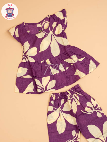 Violet & Beige - Girls Readymade Co-ords Sets