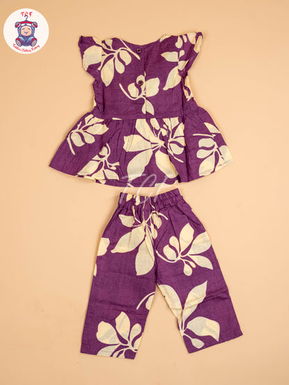 Violet & Beige - Girls Readymade Co-ords Sets