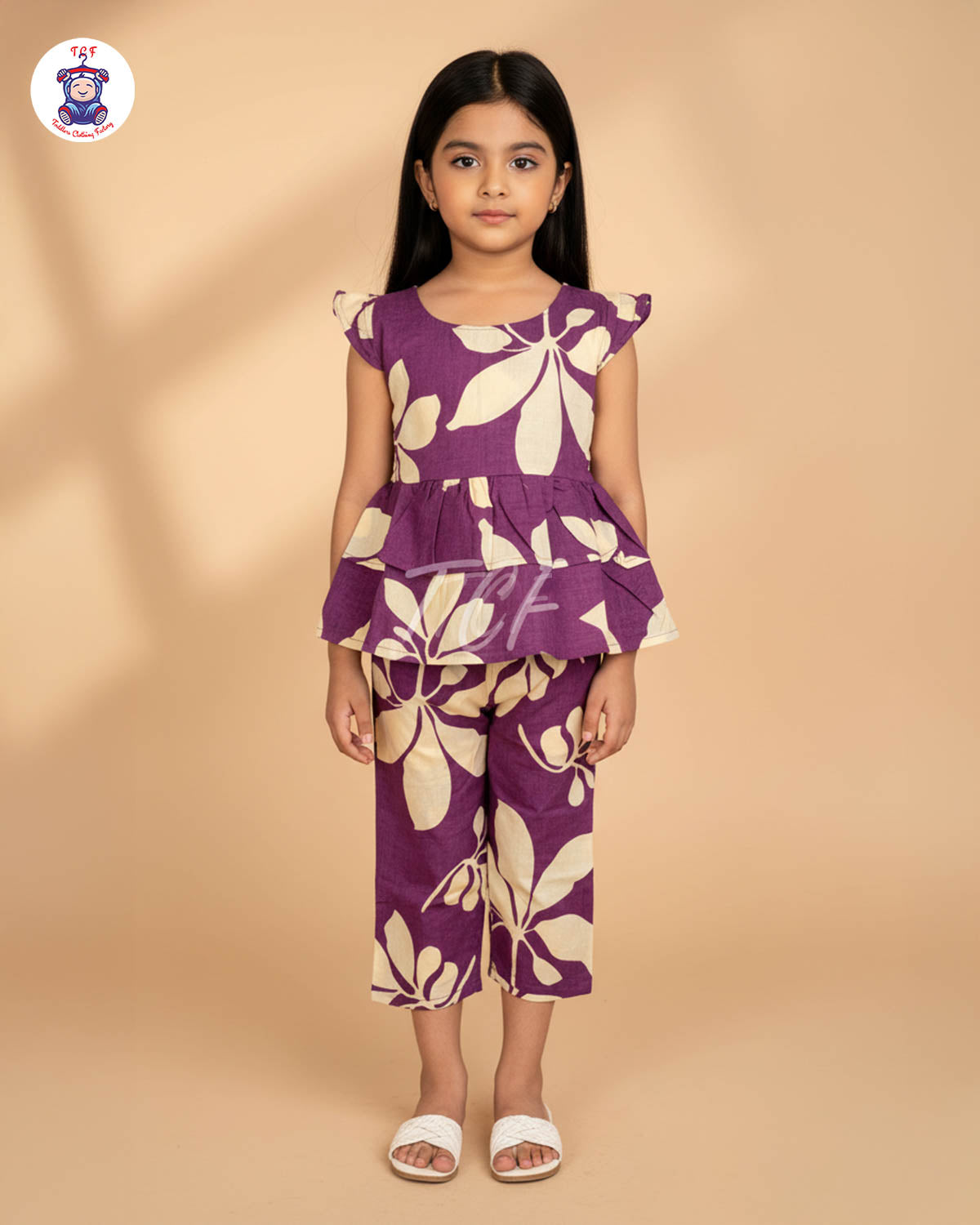 Violet & Beige - Girls Readymade Co-ords Sets