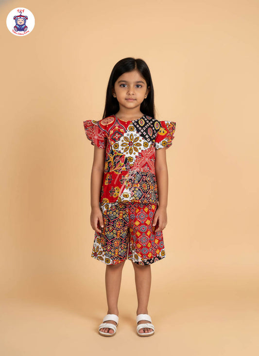 Maroon & Black - Girls Readymade Co-ords Sets