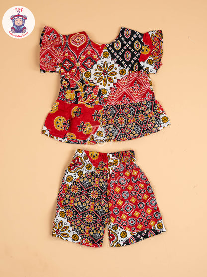 Maroon & Black - Girls Readymade Co-ords Sets
