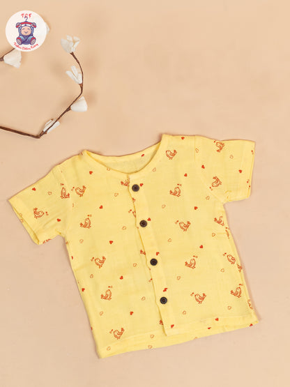 Yellow - Unisex Muslin Pyjama Sets